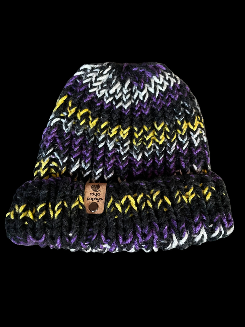 black/multi chunky knit beanie