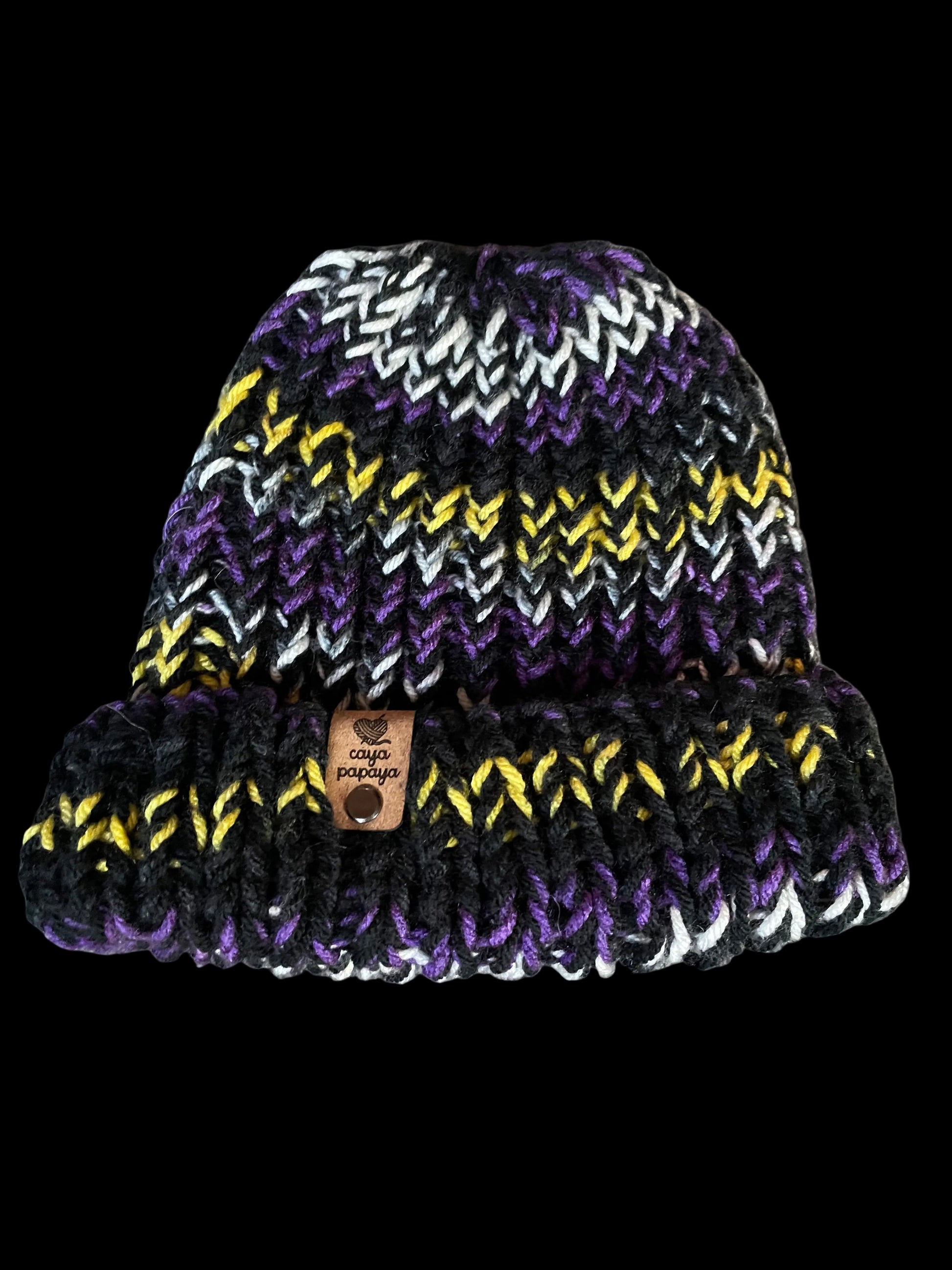 black/multi chunky knit beanie