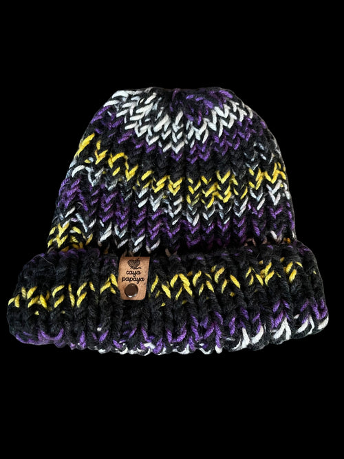 black/multi chunky knit beanie