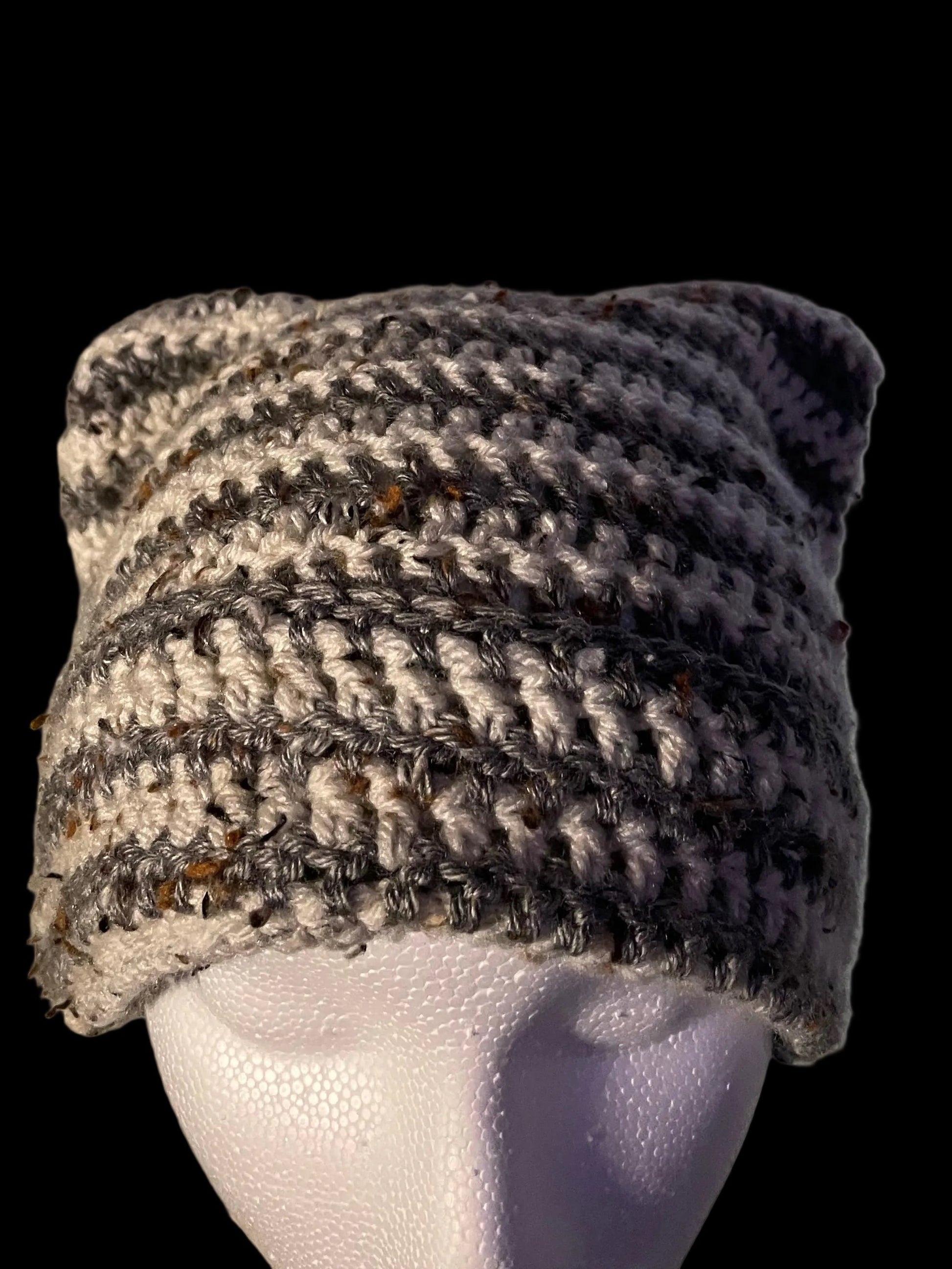 pepper and salt cat ear beanie