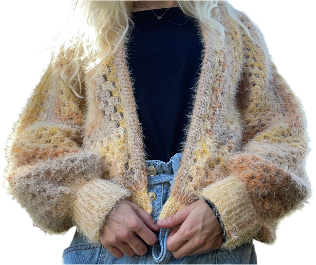 lemon sponge cake cardigan (size small)