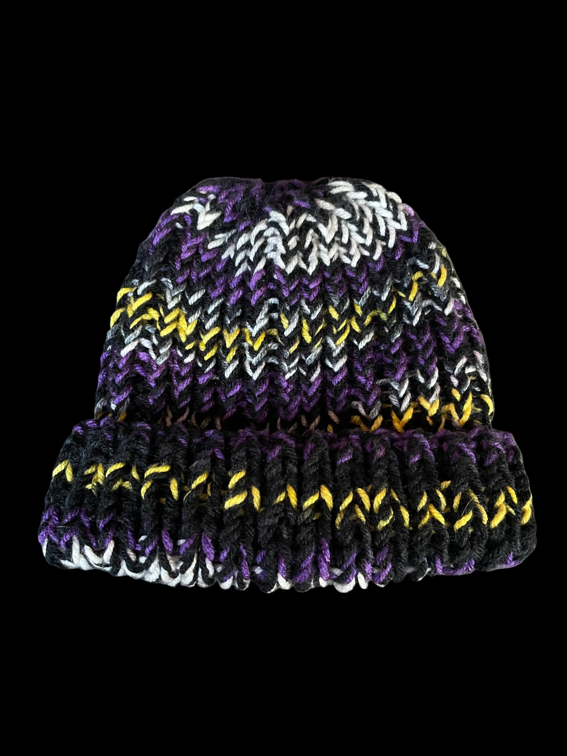 black/multi chunky knit beanie