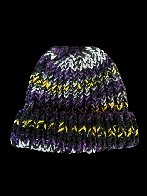 black/multi chunky knit beanie