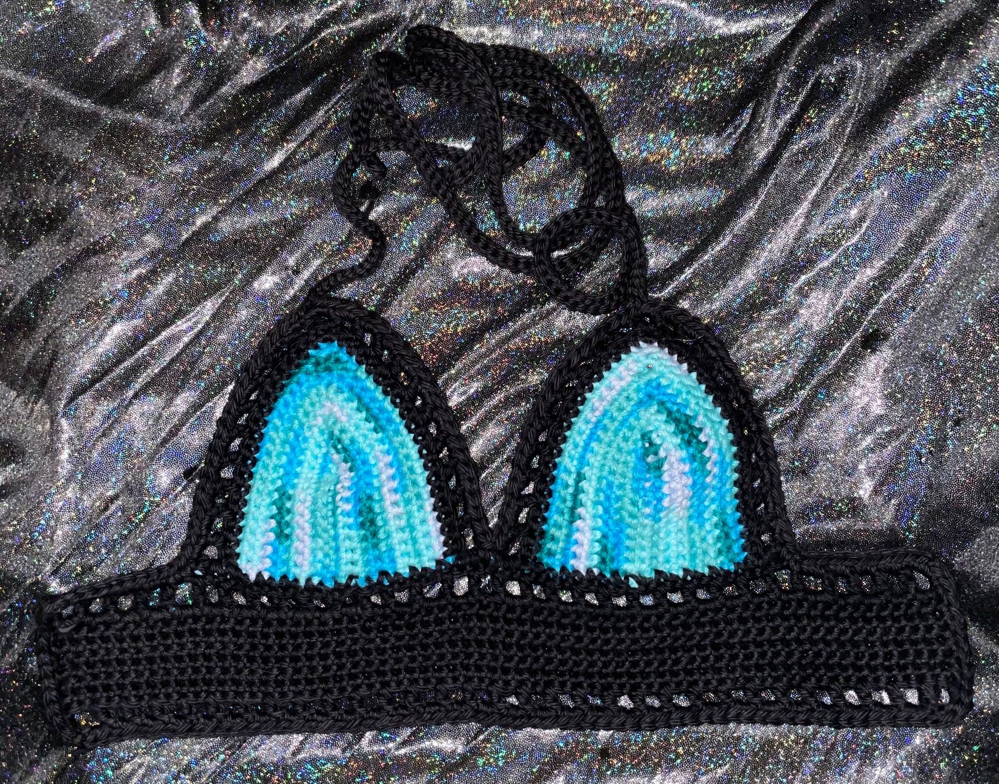 black/teal ombré lilly top