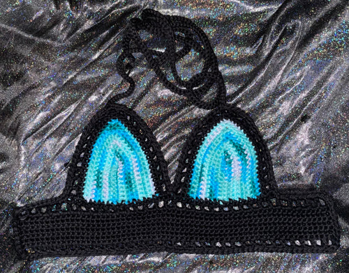 black/teal ombré lilly top